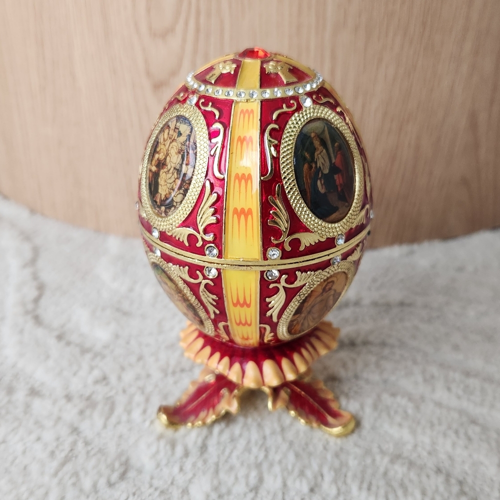 Faberge Red and Gold Decorative Egg